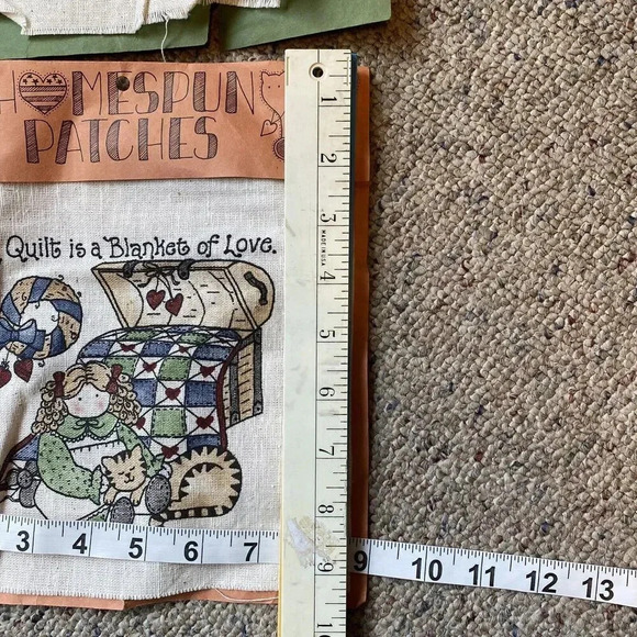 VTG 2 Homespun Patches Fabric for Sewing Pillows Stockings Nursery Room Decor - Picture 2 of 4